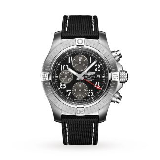 copies cheap ebay Breitling Avenger Chronograph GMT 45 Stainless Steel Leather Strap Watch Leather A24315101B1X2