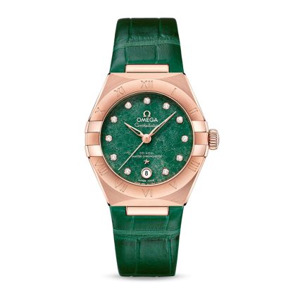 copies cheap ebay Omega Constellation Co-Axial Master Chronometer 29mm Ladies Watch Green Leather O13153292099002