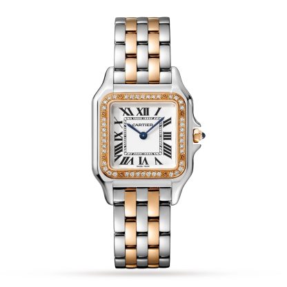 counterfeit designer Cartier Panthère De Cartier Watch Medium Model Quartz Movement Rose Gold Steel Diamonds Steel & Rose Gold W3PN0007