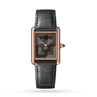 counterfeit designer Cartier Tank Louis Cartier Watch Large Model Manufacture Mechanical Movement With Manual Winding Rose Gold Alligator WGTA0092