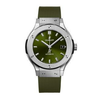 counterfeit designer Hublot Classic Fusion Titanium Green 38mm Rubber 565.NX.8970.RX