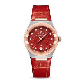 counterfeit designer Omega Constellation Co-Axial Master Chronometer 29mm Ladies Watch Red Leather O13123292099002