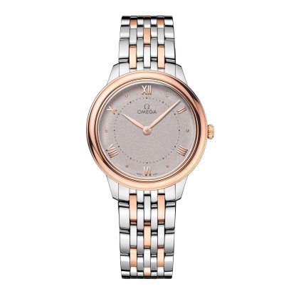 counterfeit designer Omega De Ville Prestige 30mm Ladies Watch Rose Grey Stainless Steel & 18ct Rose Gold O43420306002001