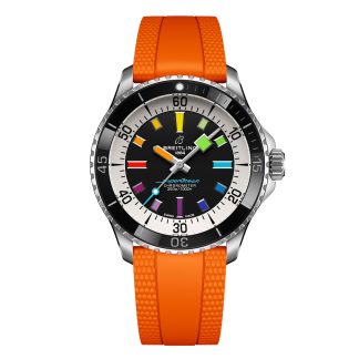 fake luxury Breitling Superocean Automatic 42mm Mens Watch Orange Rubber Rubber A17375211B2S3