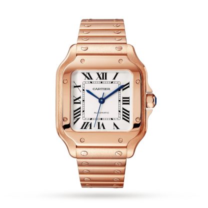 fake luxury Cartier Santos De Cartier Watch Medium Model Mechanical Movement With Automatic Winding Rose Gold WGSA0031