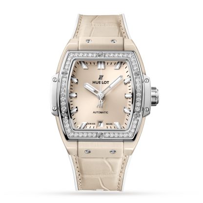 fake luxury Hublot Spirit Of Big Bang Beige Ceramic Titanium Diamonds 39mm Alligator 665.CZ.891B.LR.1204