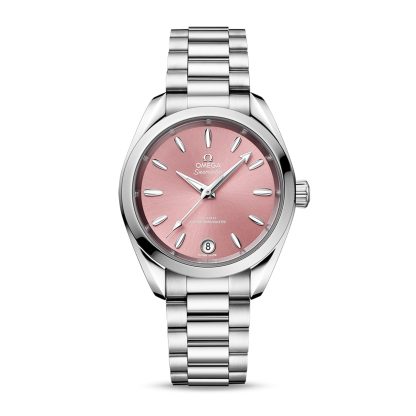 fake luxury Omega Seamaster Aqua Terra 150m Co-Axial Master Chronometer 34mm Ladies Watch Pink Stainless Steel O22010342010003