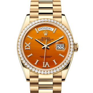 fake luxury Rolex Day-Date 36 yellow gold and diamonds M128348RBR-0049