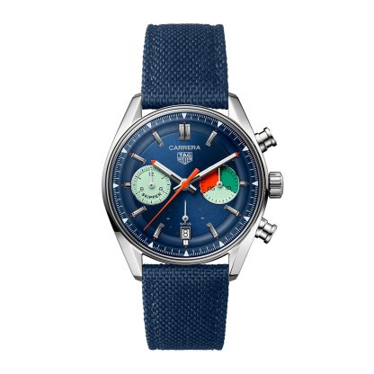 fake luxury TAG Heuer Carrera Chronograph Skipper 39mm Mens Watch Blue Fabric CBS2213.FN6002