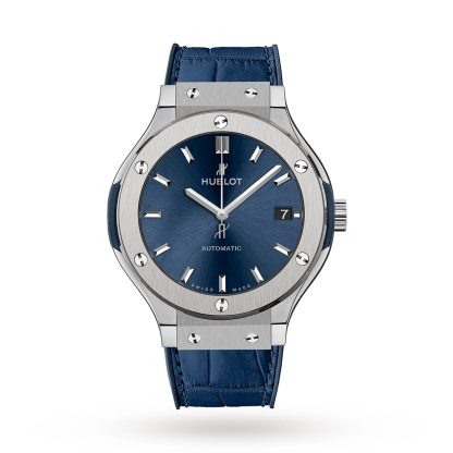 fake wrist Hublot Classic Fusion Blue Titanium 38mm Leather 565.NX.7170.LR