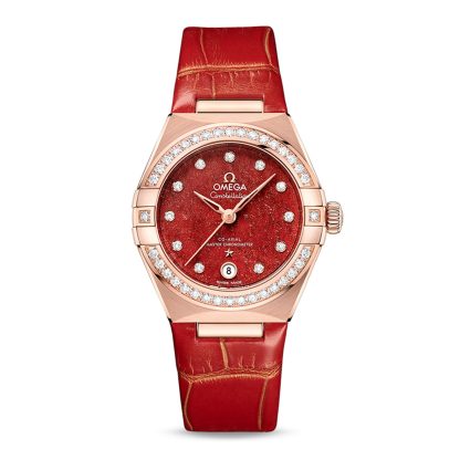 fake wrist Omega Constellation Co-Axial Master Chronometer 29mm Ladies Watch Red Leather O13158292099005