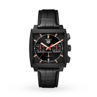 fake wrist TAG Heuer Monaco Dark Lord 39mm Mens Watch Alligator CBL2180.FC6497