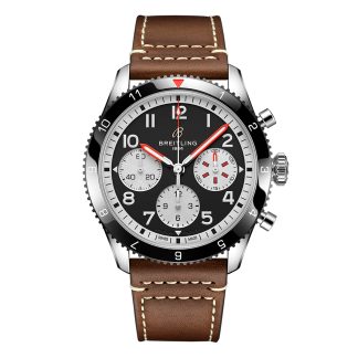 fashion designer Breitling Classic AVI Chronograph 42 Mosquito Leather Strap Watch Calfskin Y233801A1B1X1