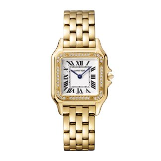 fashion designer Cartier Panthère De Cartier Watch Medium Model Quartz Movement Yellow Gold Diamonds Yellow Gold WJPN0016