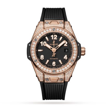 fashion designer Hublot Big Bang One Click King Gold Pave 33mm Watch Rubber 485.OX.1180.RX.1604