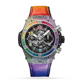 fashion designer Hublot Big Bang Unico Titanium Rainbow 42mm Alligator 441.NX.1117.LR.0999