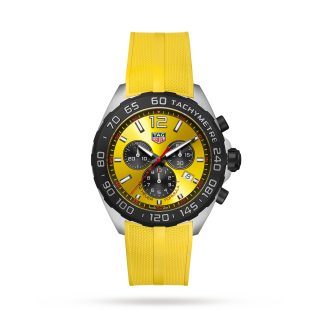 fashion designer TAG Heuer Formula 1 Chronograph 43mm Mens Watch Yellow Rubber CAZ101AM.FT8054