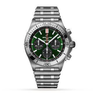 fashion luxury Breitling Chronomat B01 42 Stainless Steel Green Watch Stainless Steel AB0134101L1A1