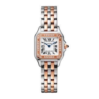 fashion luxury Cartier Panthère De Cartier Watch Small Model Quartz Movement Rose Gold Steel Diamonds Steel & Rose Gold W3PN0006