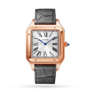 high quality designer Cartier Santos-Dumont Watch Extra-Large Model Rose Gold Leather Strap Rose Gold WGSA0032