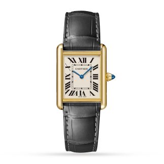 high quality designer Cartier Tank Louis Cartier Watch Large Model Quartz Movement Yellow Gold Alligator WGTA0067