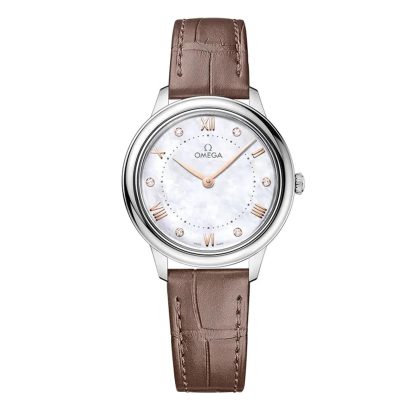 high quality designer Omega De Ville Prestige 30mm Ladies Watch Mother Of Pearl Calfskin O43413306055001