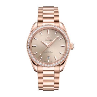 high quality designer Omega Seamaster Aqua Terra Shades 38mm Ladies Watch Beige 18ct Rose Gold O22055382009001