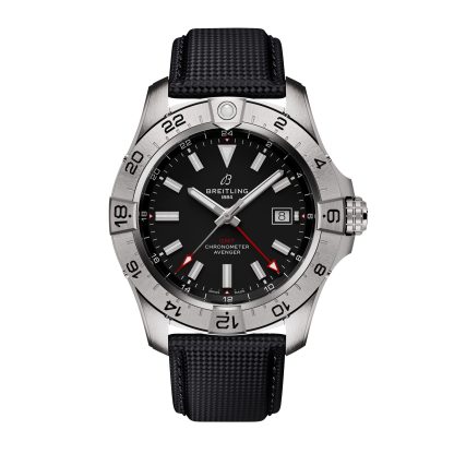 high quality luxury Breitling Avenger Automatic GMT 44mm Mens Watch Black Leather Calfskin A32320101B1X1