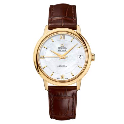 high quality luxury Omega De Ville Prestige 33mm Yellow Gold On Leather Strap Alligator O42453332005002