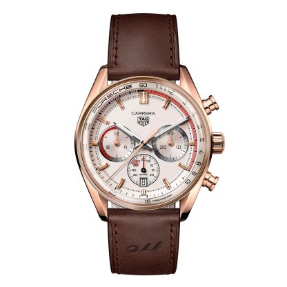 high quality luxury TAG Heuer Carrera Chronosprint X Porsche Special Edition 42mm Mens Watch Beige Calfskin CBS2040.FC8318