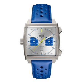 high quality luxury TAG Heuer Monaco Chronograph Racing Blue Limited Edition 39mm Mens Watch Silver Calfskin CAW218C.FC6548