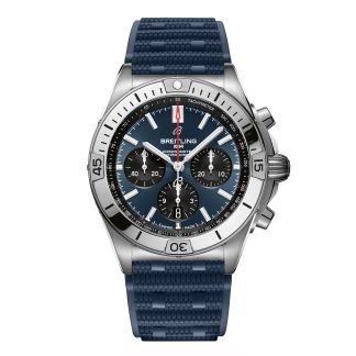 hot sale designer Breitling Chronomat B01 Chronograph 42mm Mens Watch Blue Rubber Rubber AB0134101C1S1