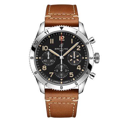 hot sale designer Breitling Classic AVI Chronograph 42 P-51 Mustang Leather Strap Watch Calfskin A233803A1B1X1