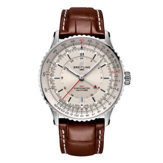 hot sale designer Breitling Navitimer Automatic GMT 41mm Mens Watch Silver Alligator A32310211G1P1