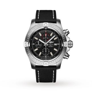 replica designer Breitling Super Avenger Chronograph 48 Stainless Steel Leather Strap Watch Fabric A13375101B1X2