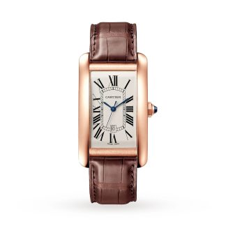 replica designer Cartier Tank Americaine Watch Medium Model Mechanical Movement With Automatic Winding Rose Gold Alligator WGTA0047