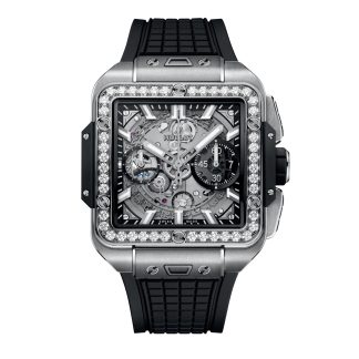 replica designer Hublot Square Bang Unico Titanium Diamonds 42mm Rubber 821.NX.0170.RX.1204