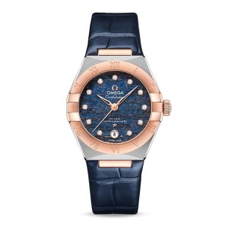 replica designer Omega Constellation Co-Axial Master Chronometer 29mm Ladies Watch Blue Leather O13123292099003