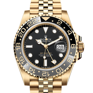 replica designer Rolex GMT-Master II yellow gold M126718GRNR-0001