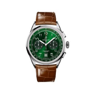 replica luxury Breitling Premier B01 Chronograph 42mm Mens Watch Green Alligator AB0145371L1P1