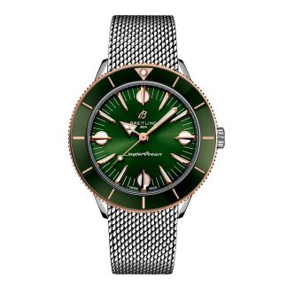 replica luxury Breitling Superocean Heritage 57 Highlands Capsule 38mm Mens Watch Green 2 Straps Stainless Steel U10340361L1A1