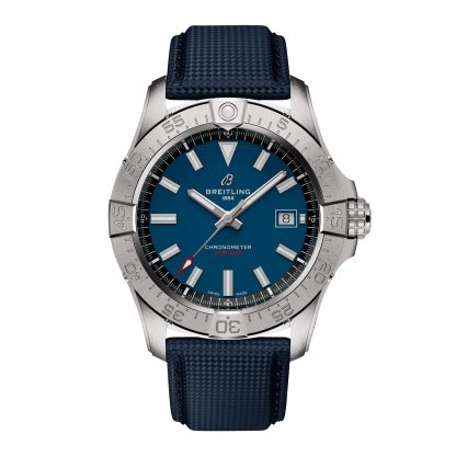 wholesale designer Breitling Avenger Automatic 42mm Mens Watch Blue Leather Calfskin A17328101C1X1