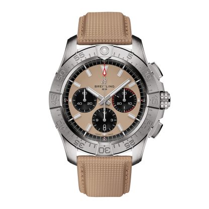 wholesale designer Breitling Avenger B01 Chronograph 44mm Mens Watch Beige Leather Calfskin AB0147101A1X1