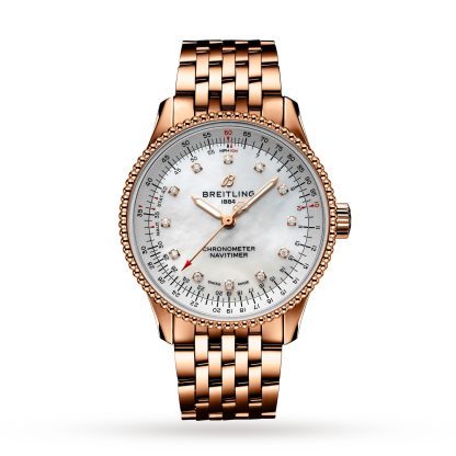 wholesale designer Breitling Navitimer Automatic 35 18ct Red Gold Mother of Pearl Watch 18ct Rose Gold R17395211A1R1