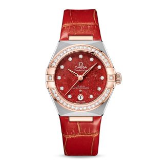 wholesale designer Omega Constellation Co-Axial Master Chronometer 29mm Ladies Watch Red Leather O13128292099002