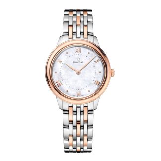 wholesale designer Omega De Ville Prestige 30mm Ladies Watch Mother Of Pearl Stainless Steel & 18ct Rose Gold O43420306005001