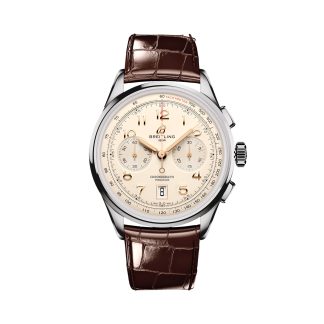 wholesale luxury Breitling Premier B01 Chronograph 42mm Mens Watch Cream Alligator AB0145211G1P1