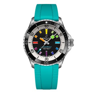 wholesale luxury Breitling Superocean Automatic 42mm Mens Watch Turquoise Rubber Rubber A17375211B2S2