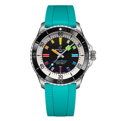 wholesale luxury Breitling Superocean Automatic 42mm Mens Watch Turquoise Rubber Rubber A17375211B2S2