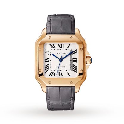 wholesale luxury Cartier Santos De Cartier Watch Medium Model Automatic Movement Rose Gold 2 Interchangeable Leather Bracelets Alligator WGSA0028